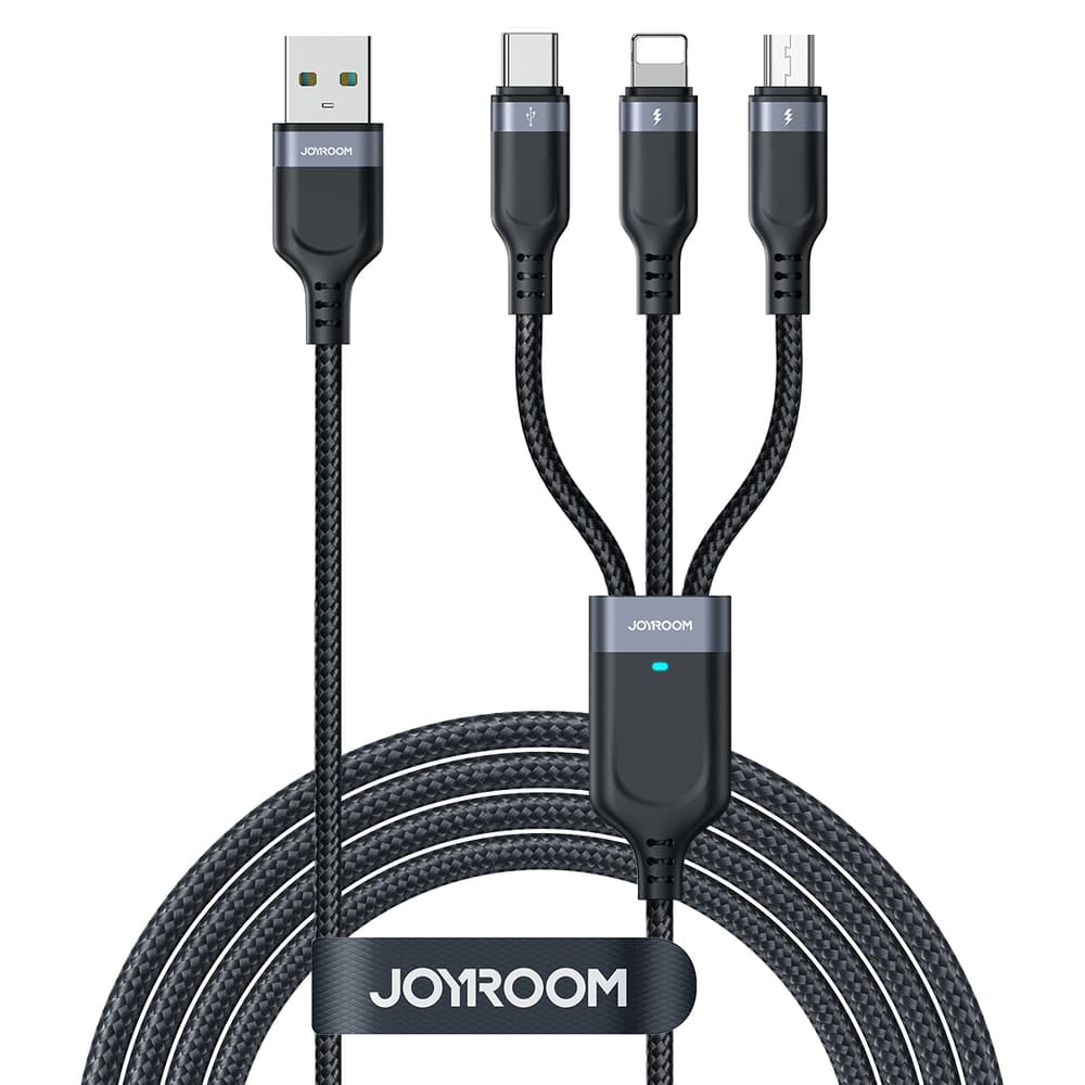 Joyroom Multi-Use S-A18 3v1 USB-A kabel (Lightning/USB-C/micro USB) 0.3m - črn