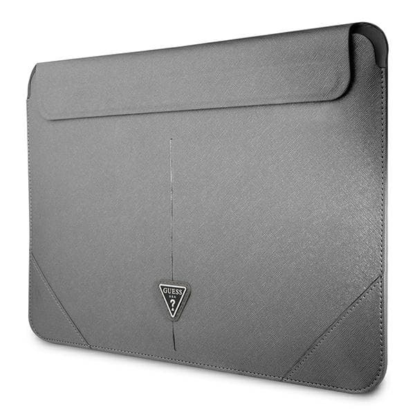 Guess Saffiano Triangle Logo etui za 16" prenosnik - srebrna 2