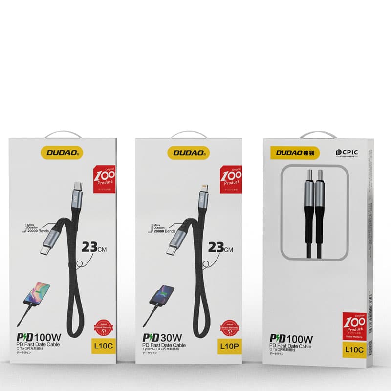 Dudao L10C USB-C na USB-C PD kabel 100W 5A, 0.23m, črn 5