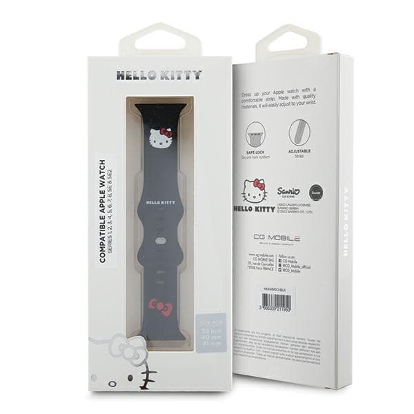 Hello Kitty trak za Apple Watch 38/40/41mm, Silicone Kitty Head, črn 5