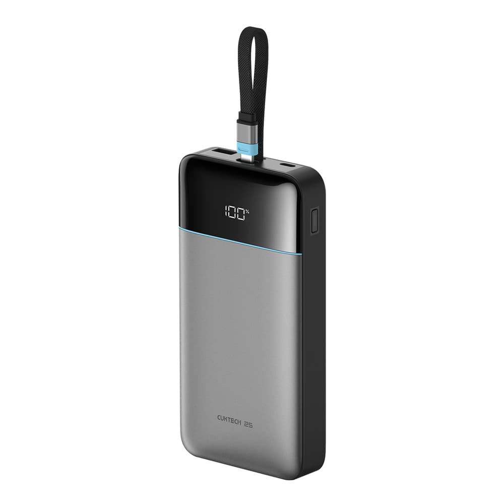 Cuktech LPB252N 120W 25000mAh Powerbank z vgrajenim USB-C kablom - Siv