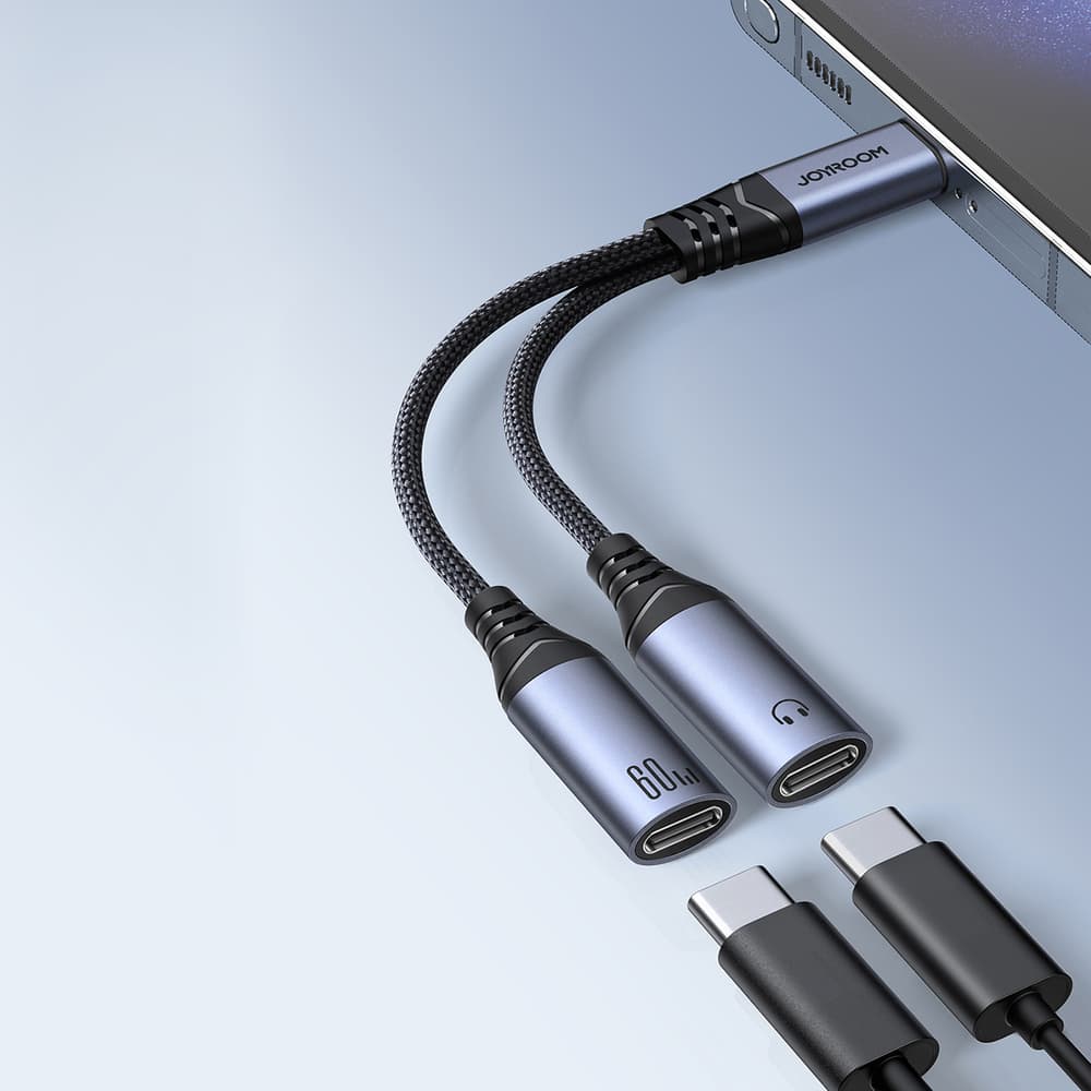 Joyroom SY-C03 USB-C v 2x USB-C 2v1 DAC adapter - črna 2