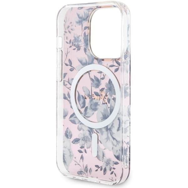 Ovitek Guess Flower MagSafe za iPhone 14 Pro Max, roza/roza 7
