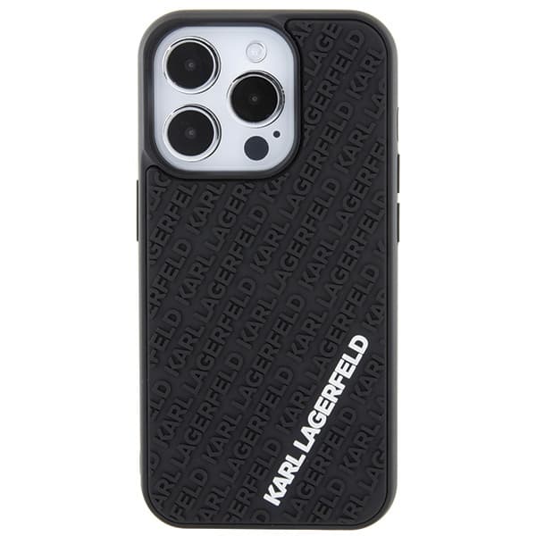 Karl Lagerfeld 3D Rubber Multi Logo ovitek za iPhone 15 Pro - črna 3