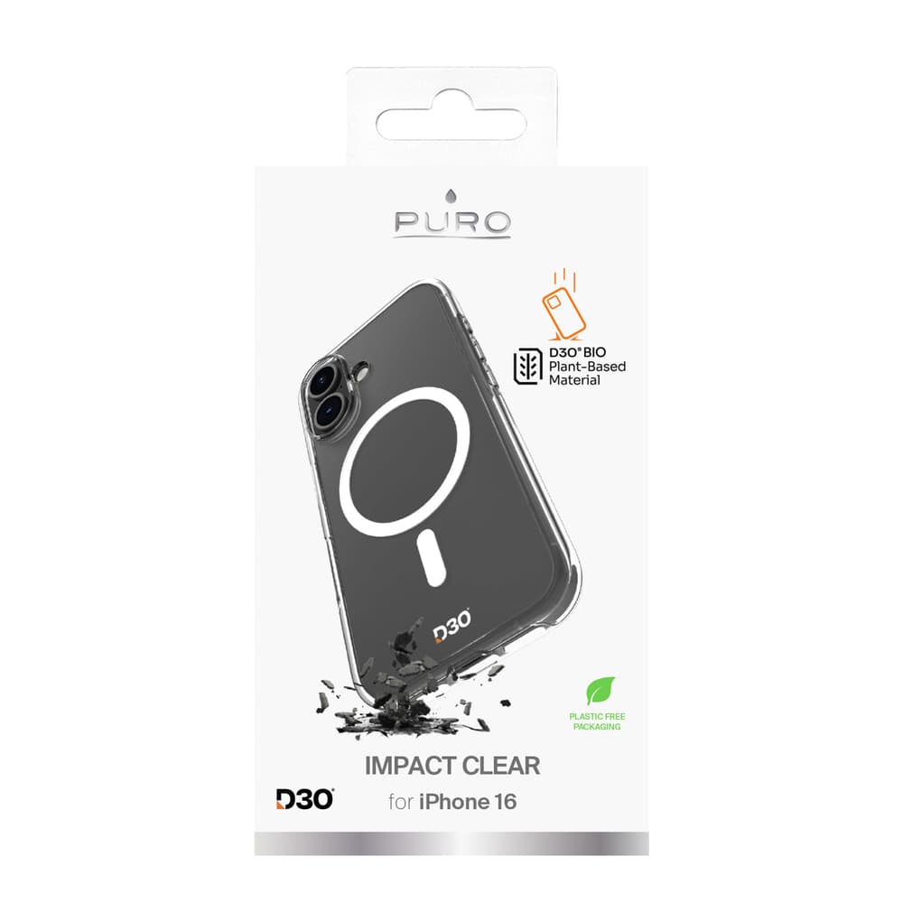 Puro Impact Clear D3O MagSafe silikonski ovitek za iPhone 16 - Prozoren 2