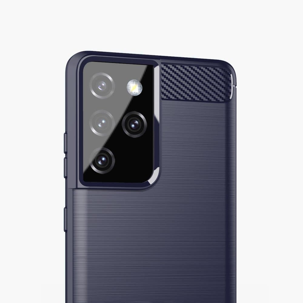 Carbon Case ovitek za Samsung Galaxy S21 Ultra 5G - Modra 4