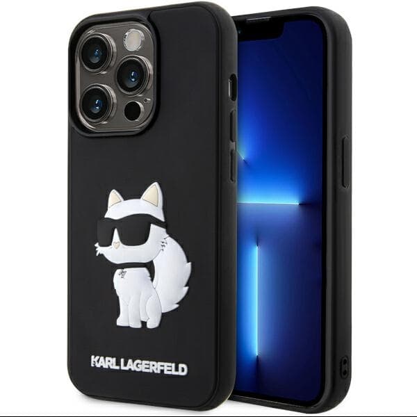 Karl Lagerfeld KLHCP14L3DRKHNK ovitek za iPhone 14 Pro 6.1" črn/črn Rubber Choupette 3D