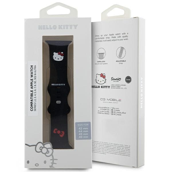 Hello Kitty silikonski trak za Apple Watch 42/44/45/49mm - črna 5