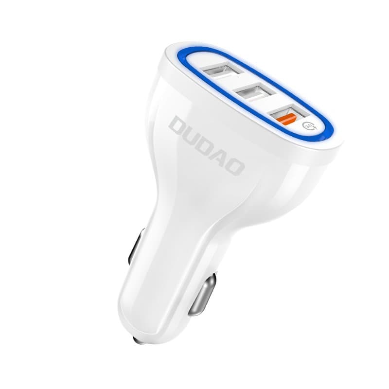Dudao avto polnilec QC 3.0, 3x USB 18W - bel