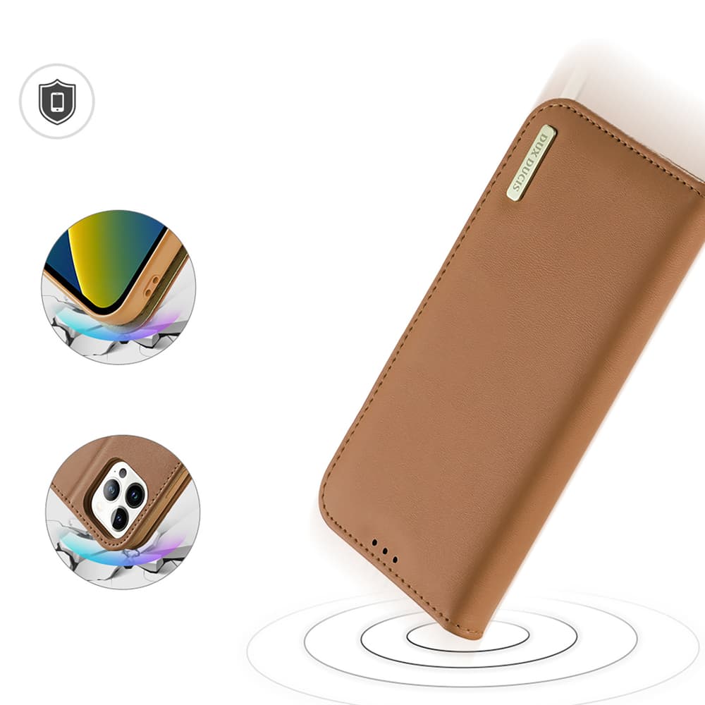Dux Ducis Hivo usnjena denarnica ovitek za iPhone 14 Pro Max - Rjava 6
