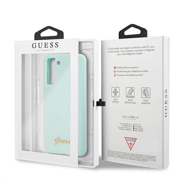 Ovitek Guess Silicone Script Metal Logo za Samsung Galaxy S21+ - Modra 8
