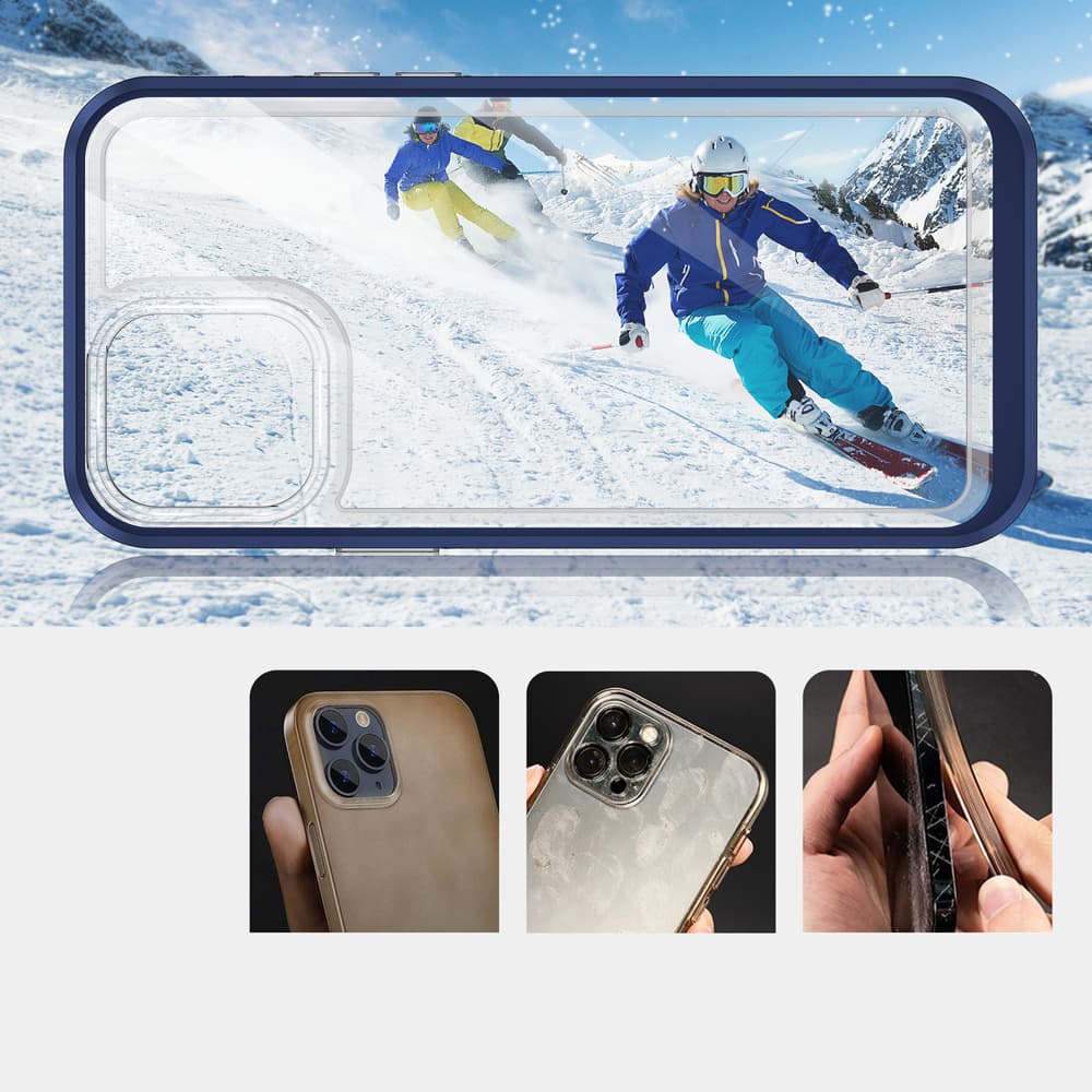 Hurtel Clear 3in1 ovitek za iPhone 13 Pro Max, modri okvir 3