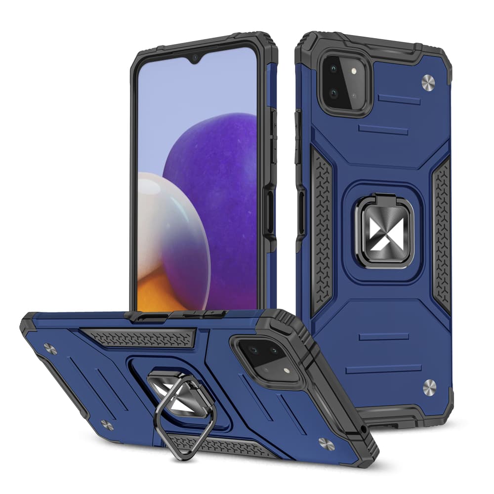 Wozinsky Ring Armor ovitek z obročem za Samsung Galaxy A22 4G, moder