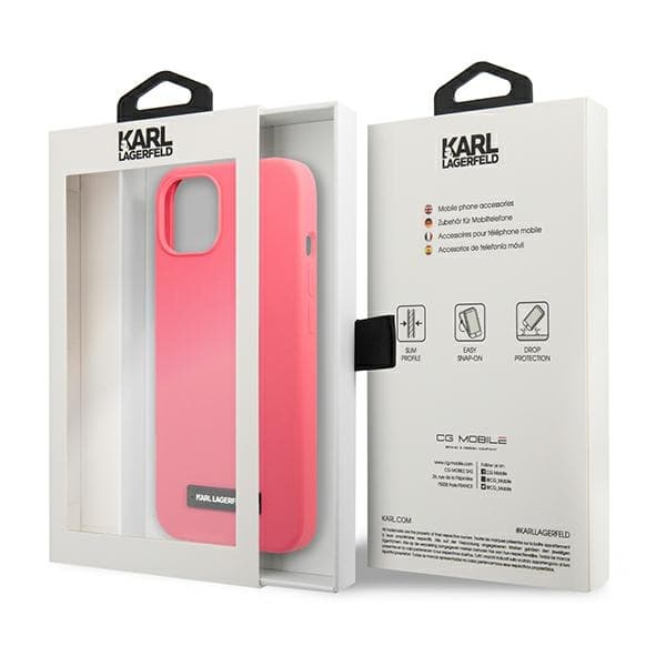 Ovitek Karl Lagerfeld Silicone Plaque za iPhone 13 mini, fuksija 8