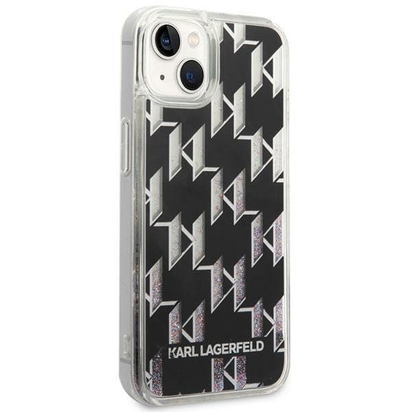 Karl Lagerfeld ovitek za iPhone 14 Plus (6,7") Liquid Glitter Monogram, črn 4