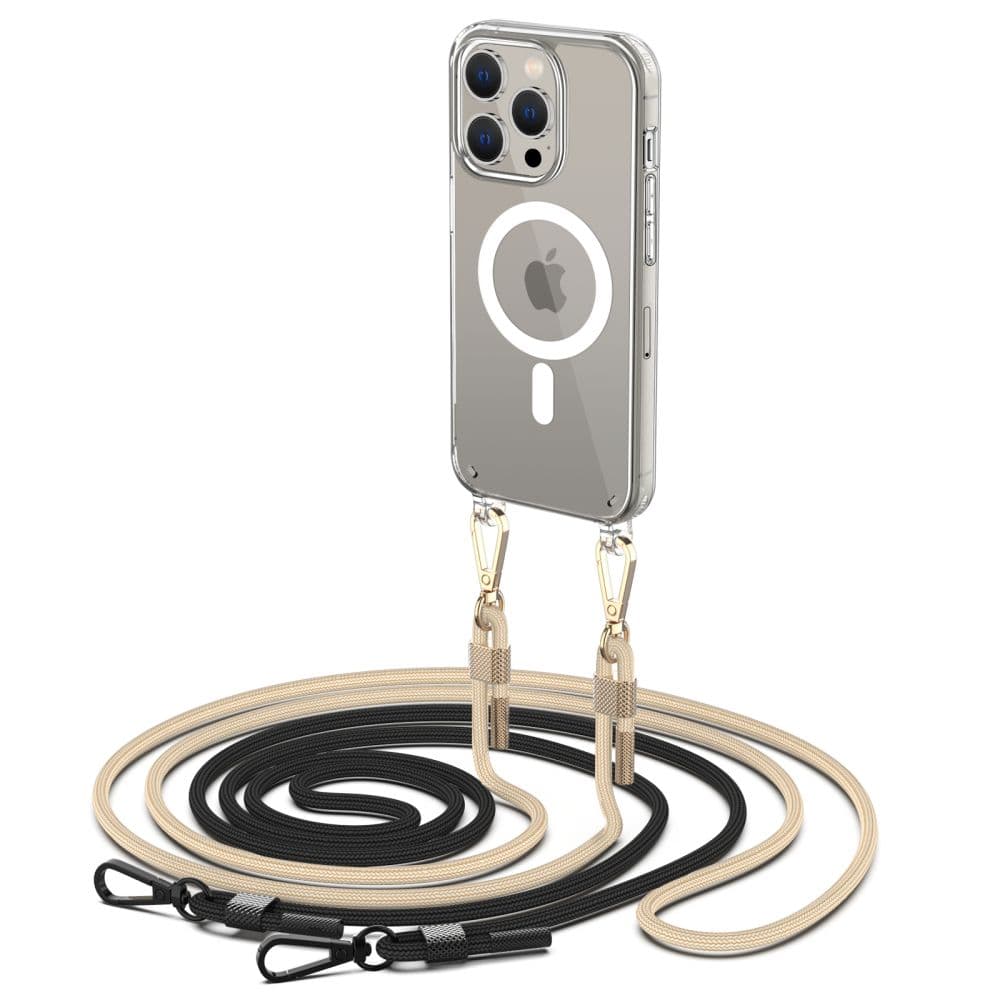 Tech-Protect FlexAir Chain MagSafe ovitek iPhone 15 Pro s črnim/bež verižico