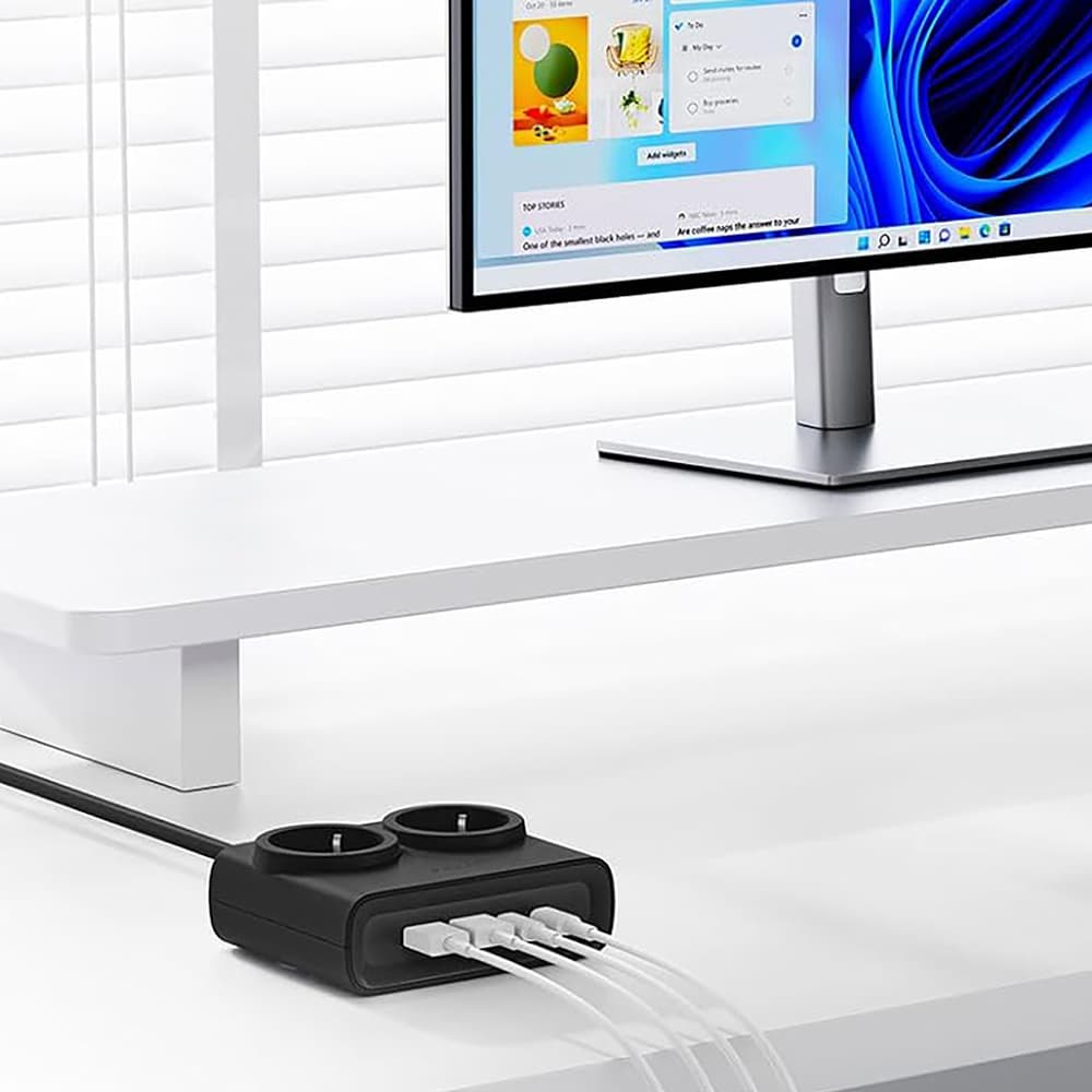 Orico PDC25 25W 6in1 napajalnik: 2x AC + 2x USB-A + 2x USB-C, črn 4