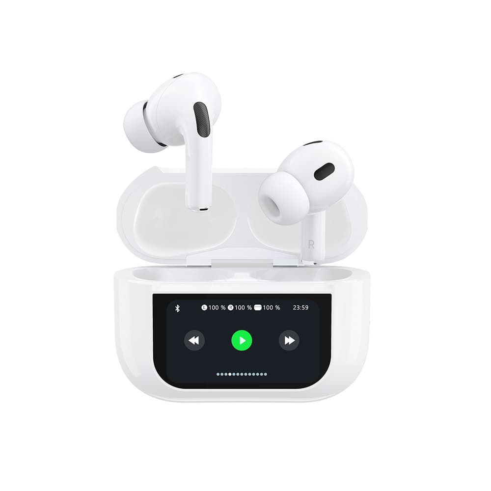 Dudao U19 TWS brezžične Bluetooth 5.3 slušalke z LED zaslonom - bela