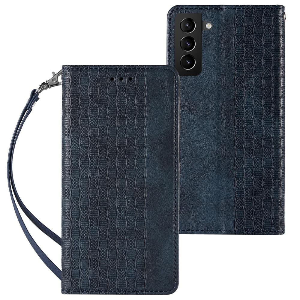 Ovitek Magnet Strap Case za Samsung Galaxy S22+ (S22 Plus) (denarnica, vrvica), modri