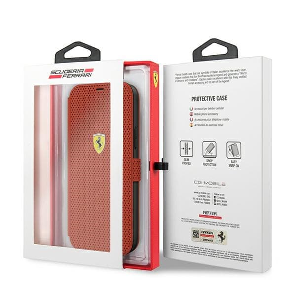 Ferrari On Track Perforated knjižni ovitek za iPhone 12 mini (5.4") - Rdeč 5