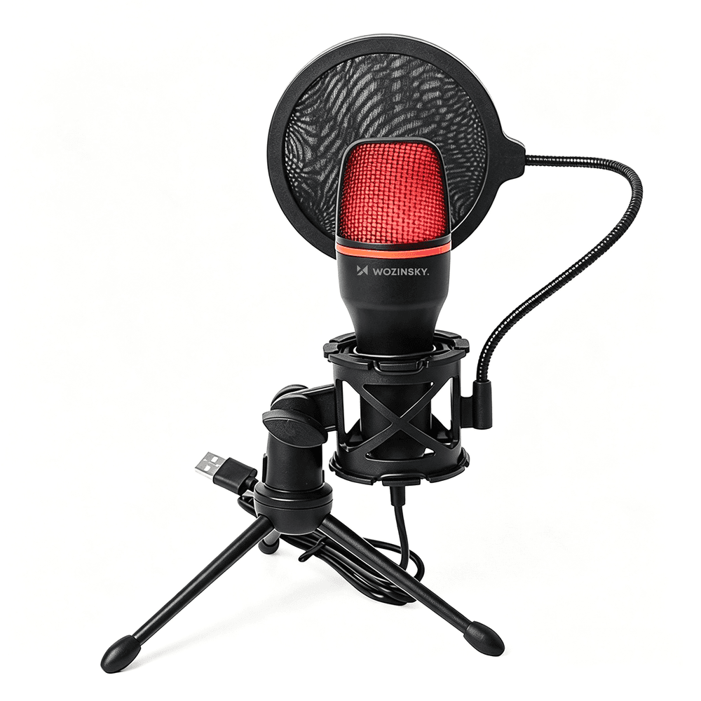 Wozinsky WM-W111 Studijski USB mikrofon z RGB stojalom, črn