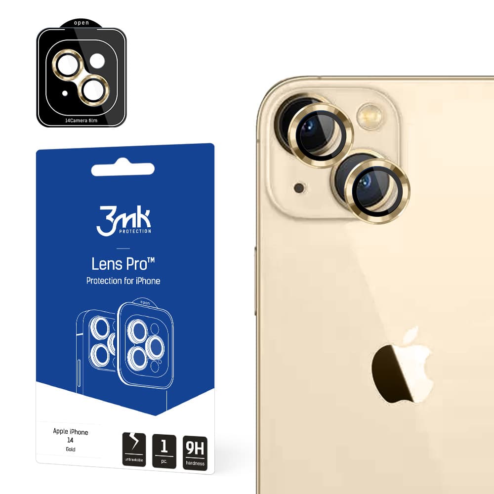 Kaljeno steklo 3mk Lens Protection Pro za kamero iPhone 14 - Zlata