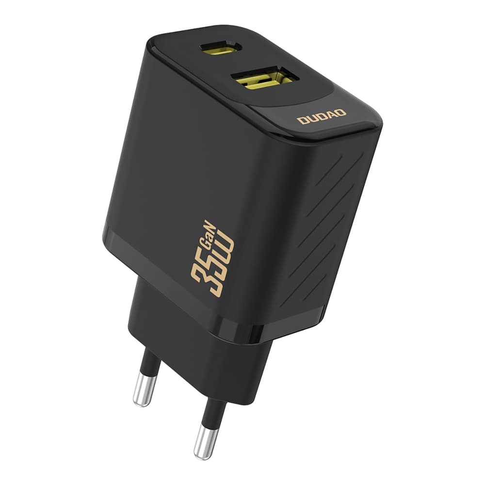 Dudao A27 Max 35W GaN stenski polnilnik, 2v1 USB-C/USB-A, črn