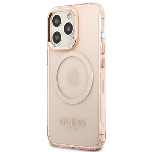 Guess Gold Outline Translucent MagSafe etui za iPhone 13 Pro Max - roza 2