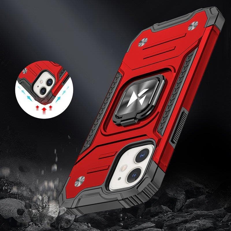 Wozinsky Ring Armor ovitek za iPhone 14 Plus, rdeč, s stojalom in obročem 7