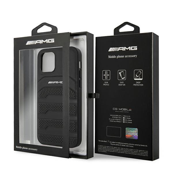 Ovitek AMG usnjen Debossed Lines za iPhone 12 mini - črn 8