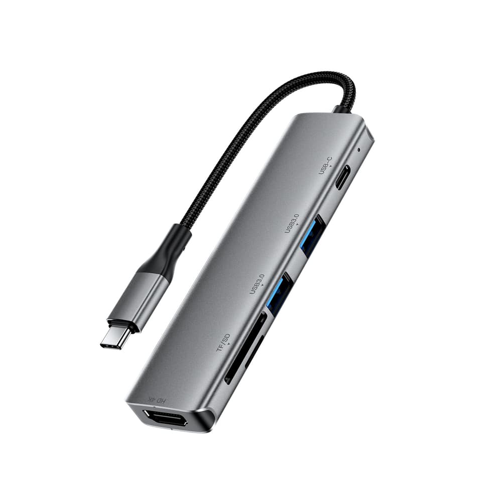 Acefast J18 USB-C Hub 6-v-1, HDMI 4K 60Hz, PD 90W, čitalnik kartic, siva 6