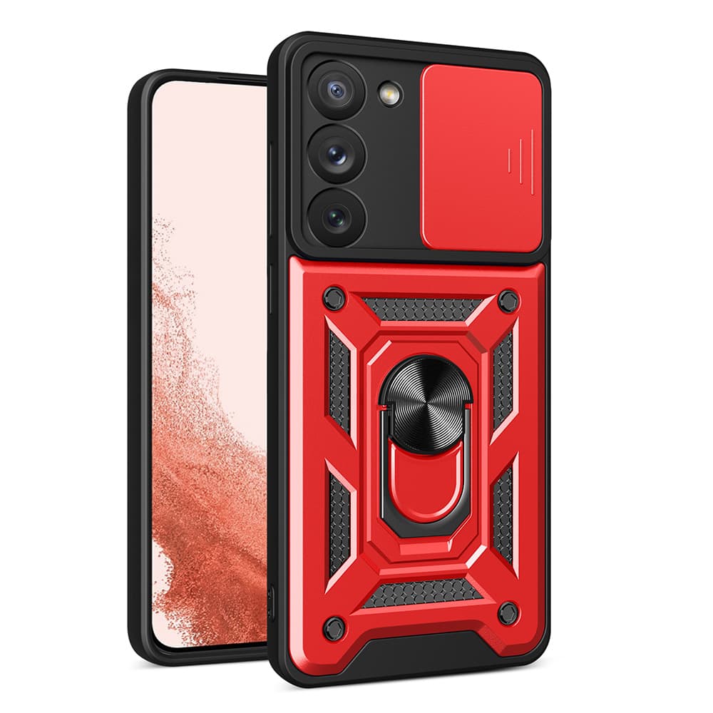 Hurtel Hybrid Armor Camshield etui za Samsung Galaxy S23+ (rdeč)