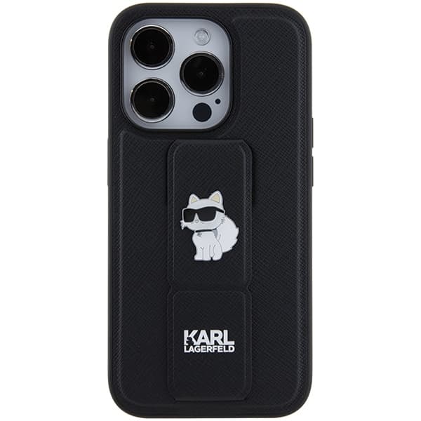 Karl Lagerfeld ovitek za iPhone 15 Pro - črn, Gripstand 4