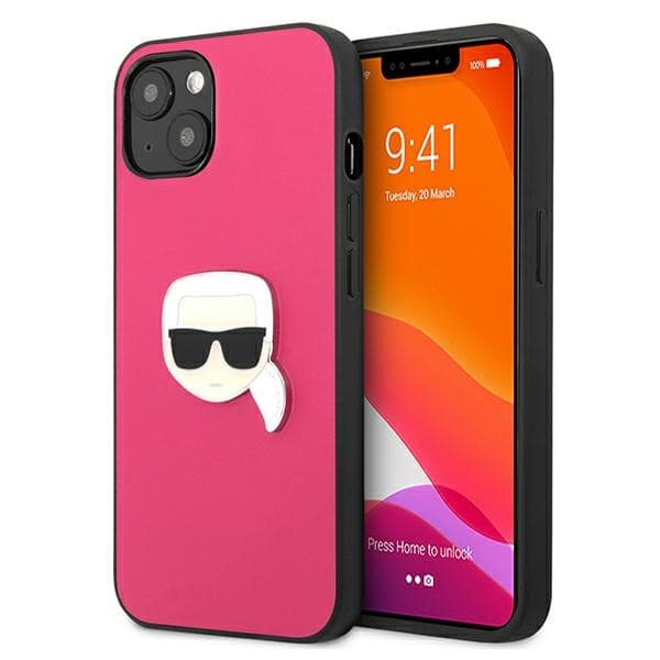 Ovitek Karl Lagerfeld Leather Ikonik za iPhone 13 mini, roza