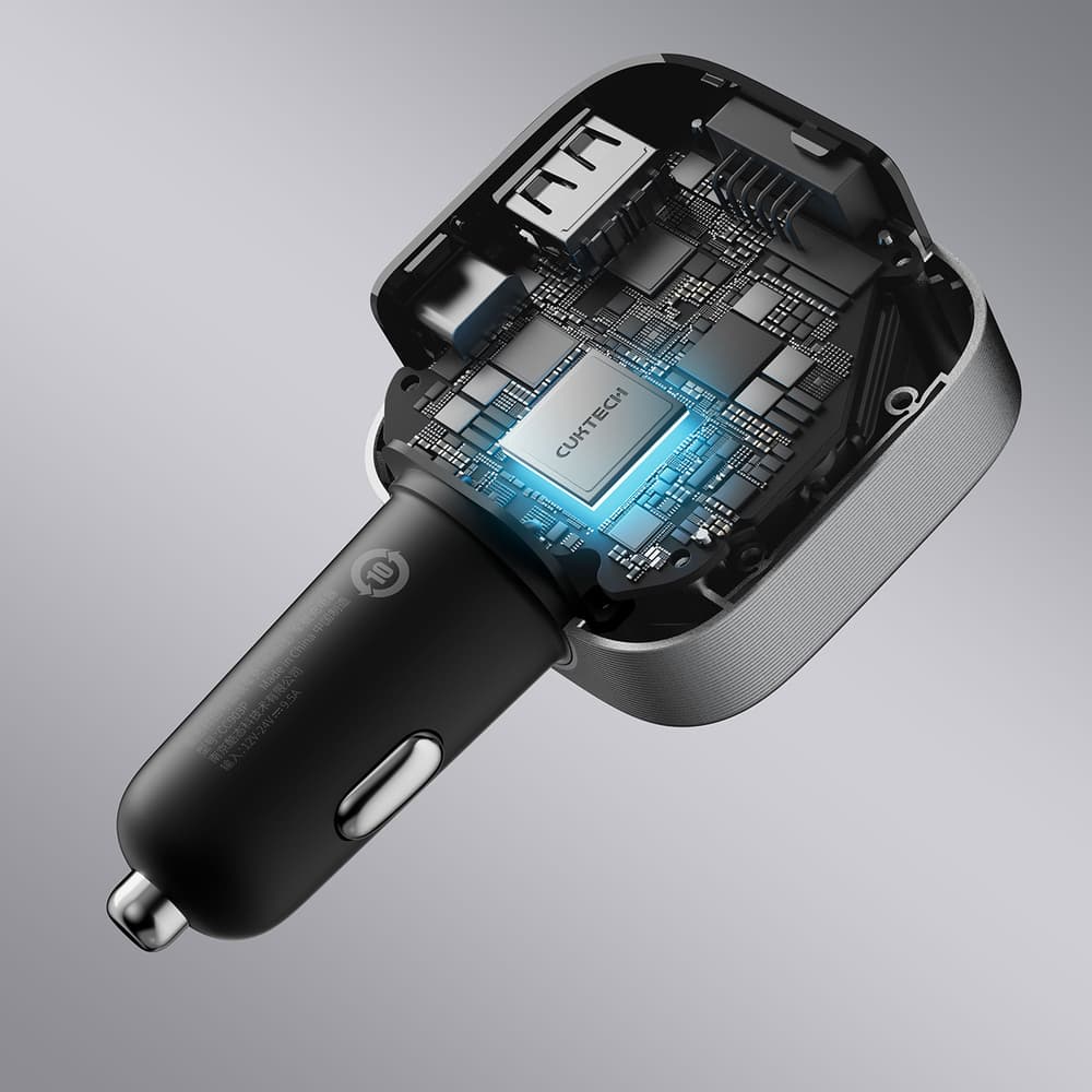 Cuktech CC903P 100W avto polnilec z zaslonom in izvlečnim kablom - Siv 8