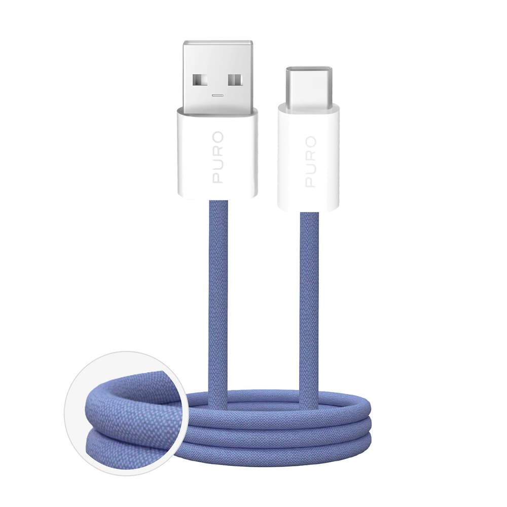 Puro Fabrik 2.0 kabel USB-A - USB-C, 1.5m, 10W, pleten - modra