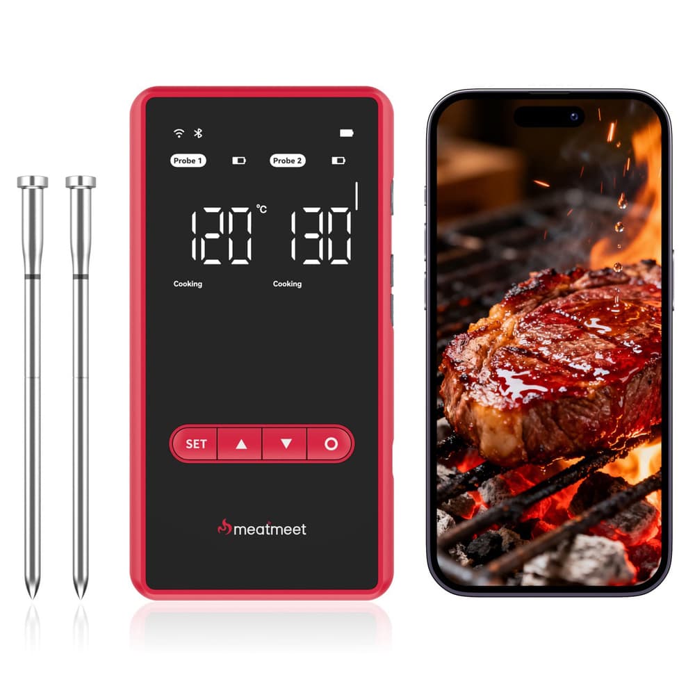 Meatmeet X Pro kuhinjski termometer z Bluetooth/WiFi aplikacijo, črn
