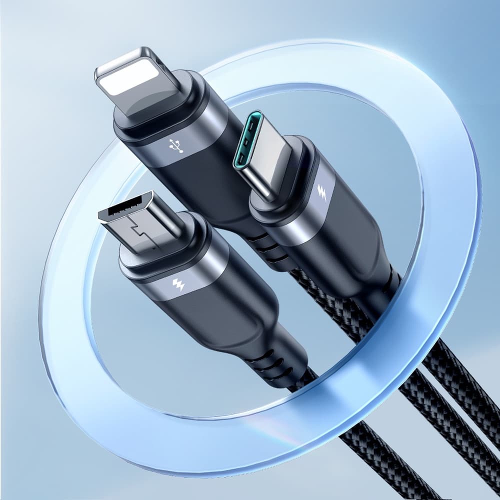 Joyroom Multi-Use S-A18 3v1 USB-A kabel (Lightning/USB-C/micro USB) 0.3m - črn 8