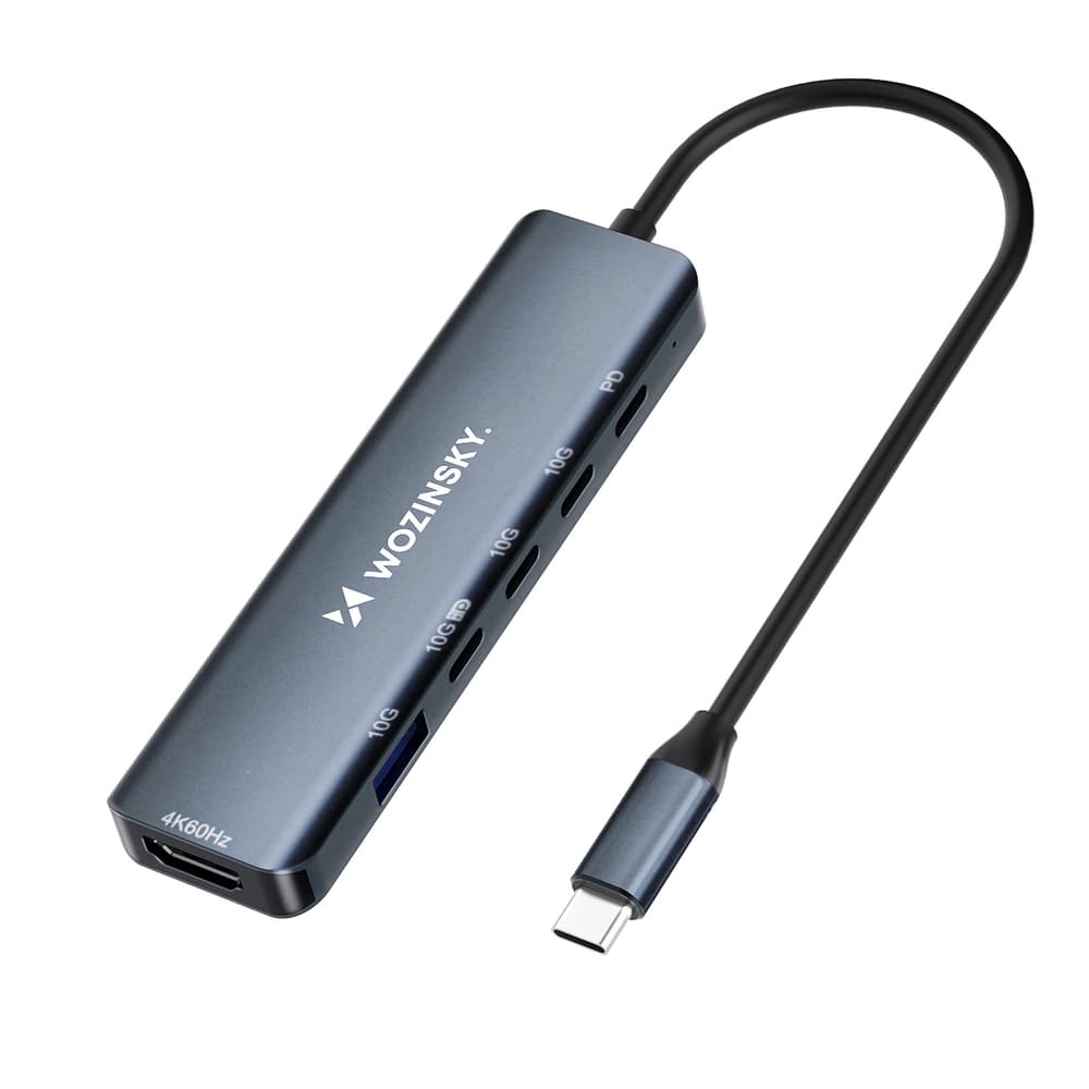 Wozinsky WHBC10Y4S USB-C 6-v-1 Hub, aluminij, 25 cm kabel - Siva 2
