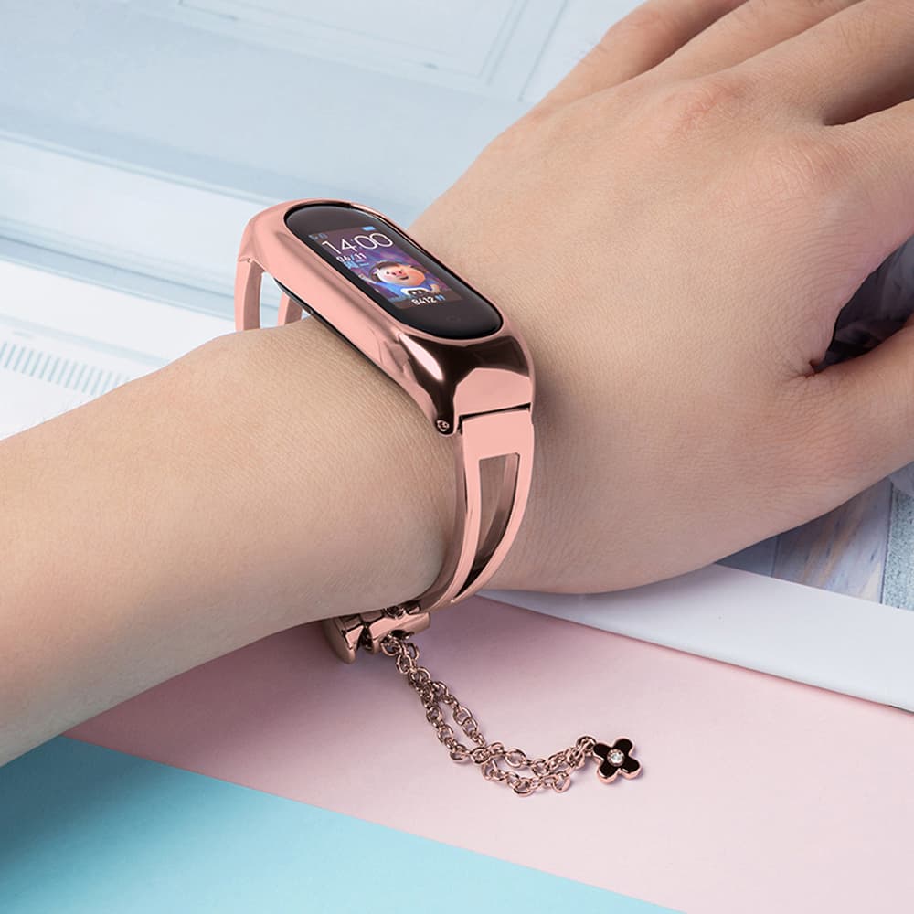 Kovinski pašček za Xiaomi Mi Band 3/4/5/6, roza zlata 2