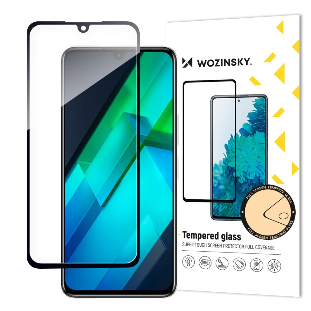 Wozinsky Full Glue zaščitno steklo Infinix Note 12 G96, črno (ohranja prostor za ovitek)