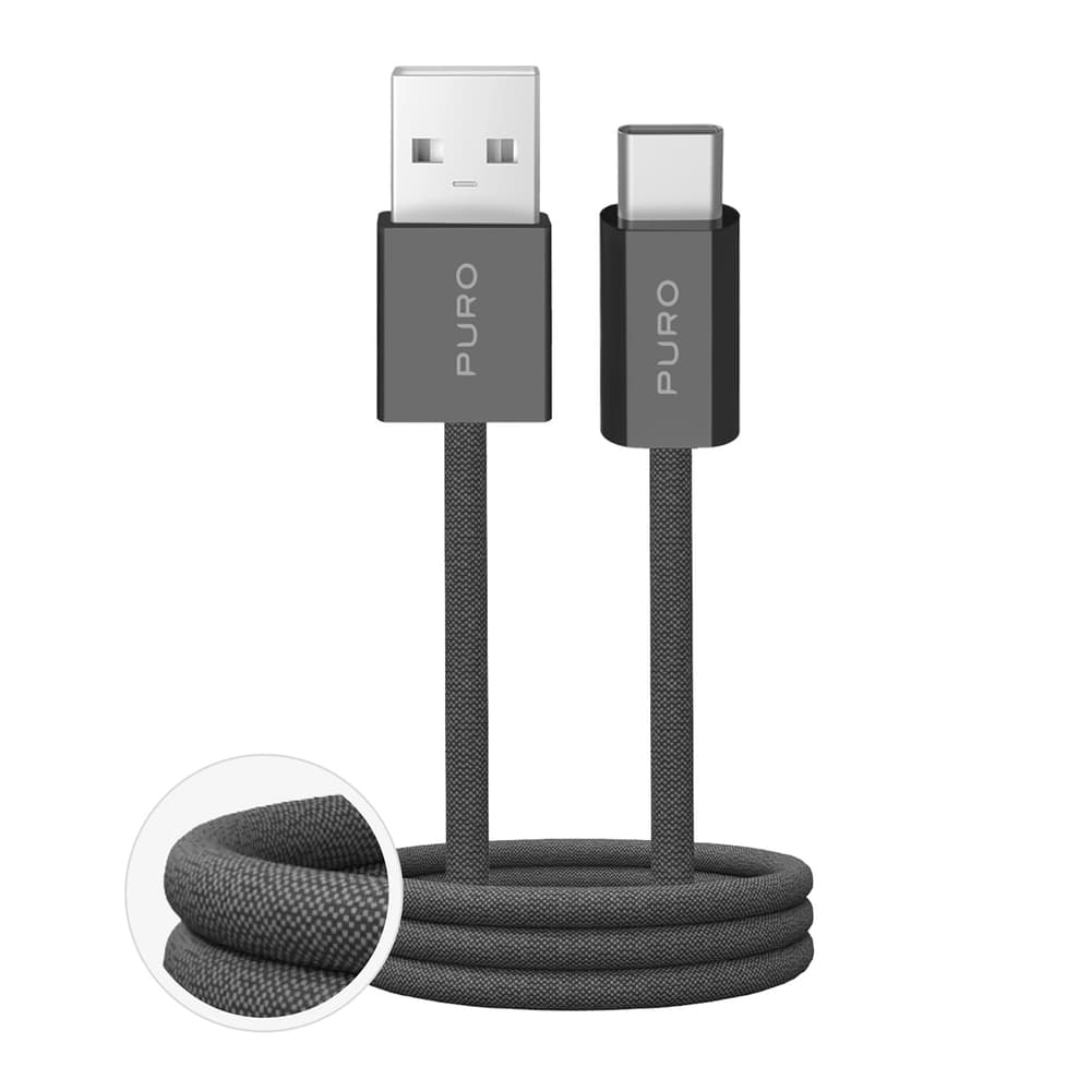 Puro Fabrik 2.0 kabel USB-A - USB-C, 1.5m, 10W, pleten - temno zelen