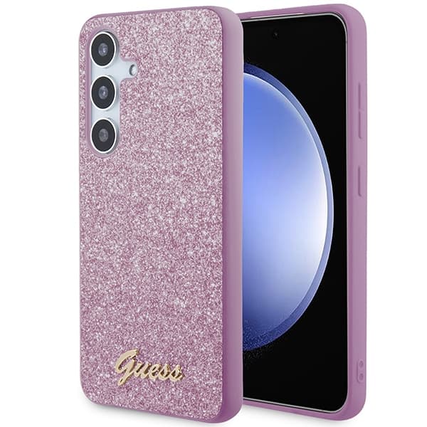 Ovitek za Samsung Galaxy S24 Guess Glitter Script - vijolična