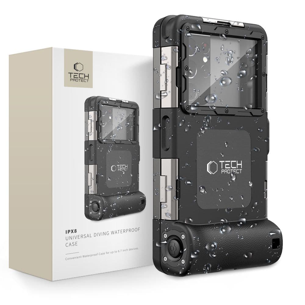 Tech-Protect vodoodporen ovitek IPX8 za pametne telefone (4.7-6.7") - Črna