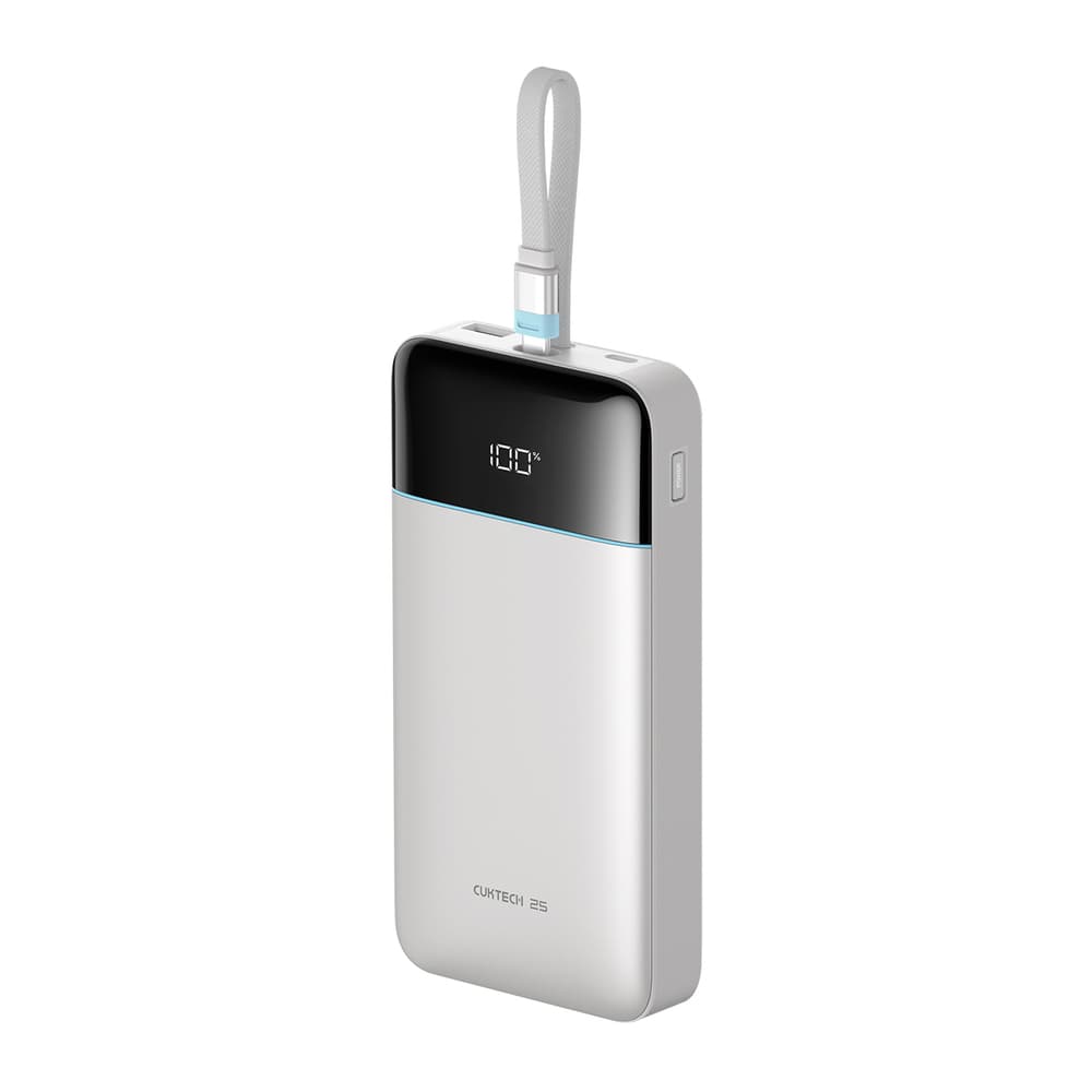 Cuktech LPB252N 120W 25000mAh Powerbank z vgrajenim USB-C kablom - Bel