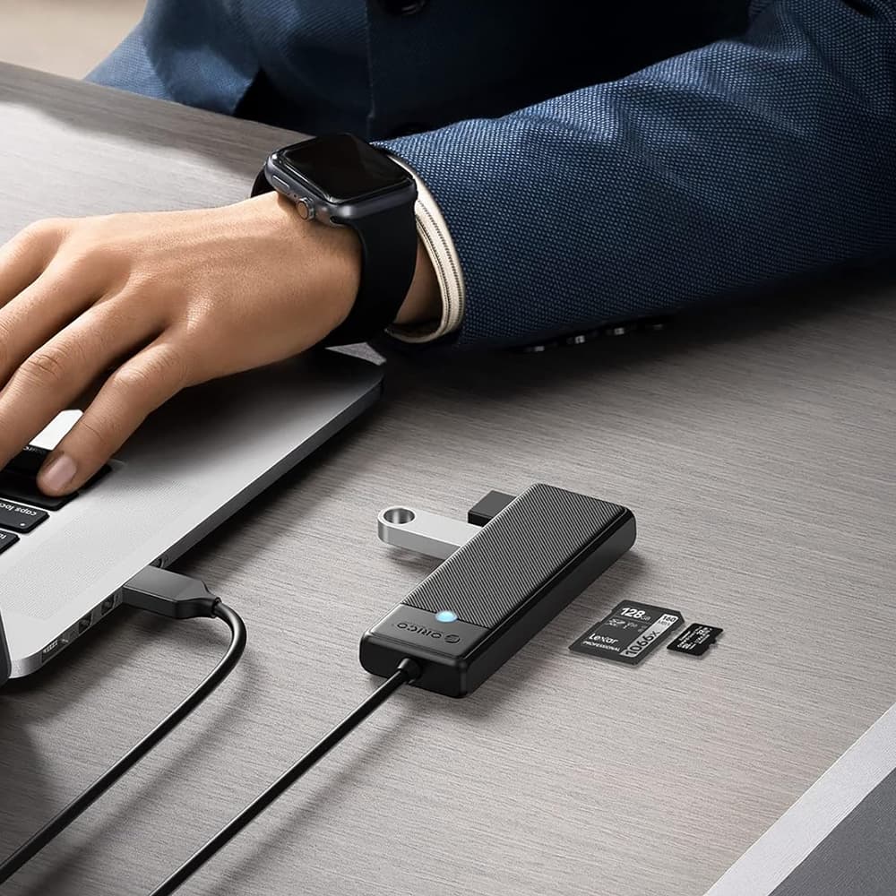 Orico PAPW3AT-U3 USB Hub, 4-port, 3x USB-A 3.0, bralnik kartic microSD/SD, 1 m, črn 7
