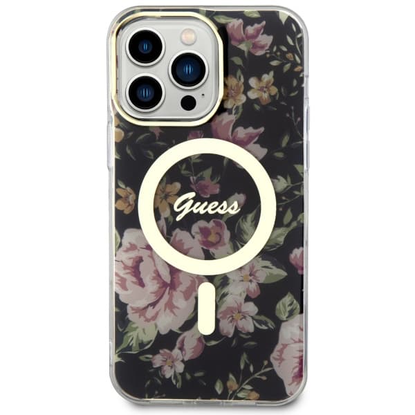 Ovitek Guess Flower MagSafe za iPhone 14 Pro Max, črn 3