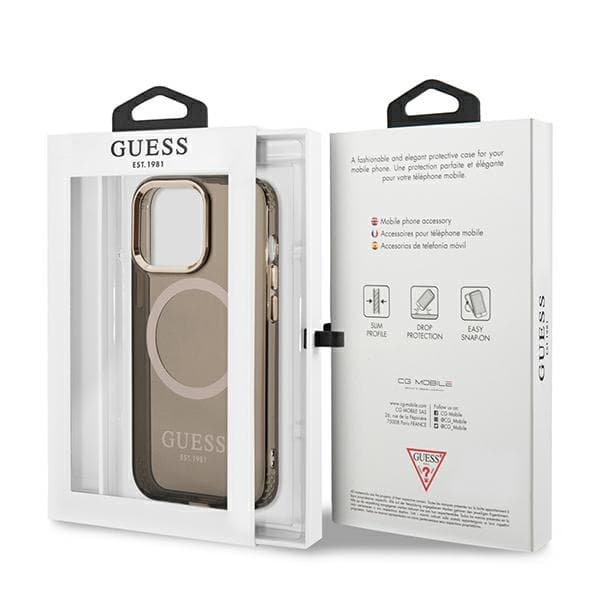 Guess Gold Outline Translucent MagSafe etui za iPhone 13 Pro Max - črna 8
