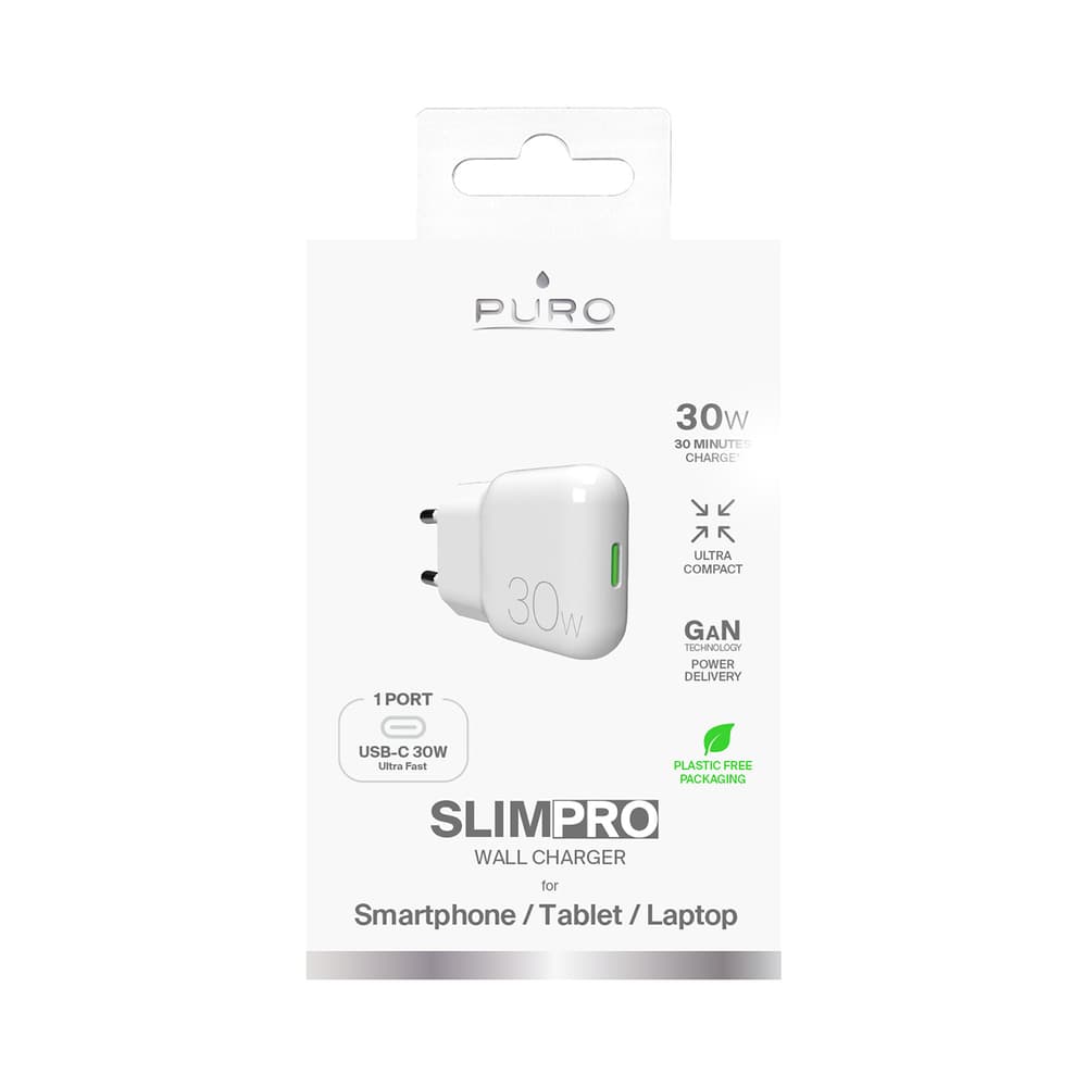Puro SLIMPRO 30W USB-C GaN polnilnik, bel 3