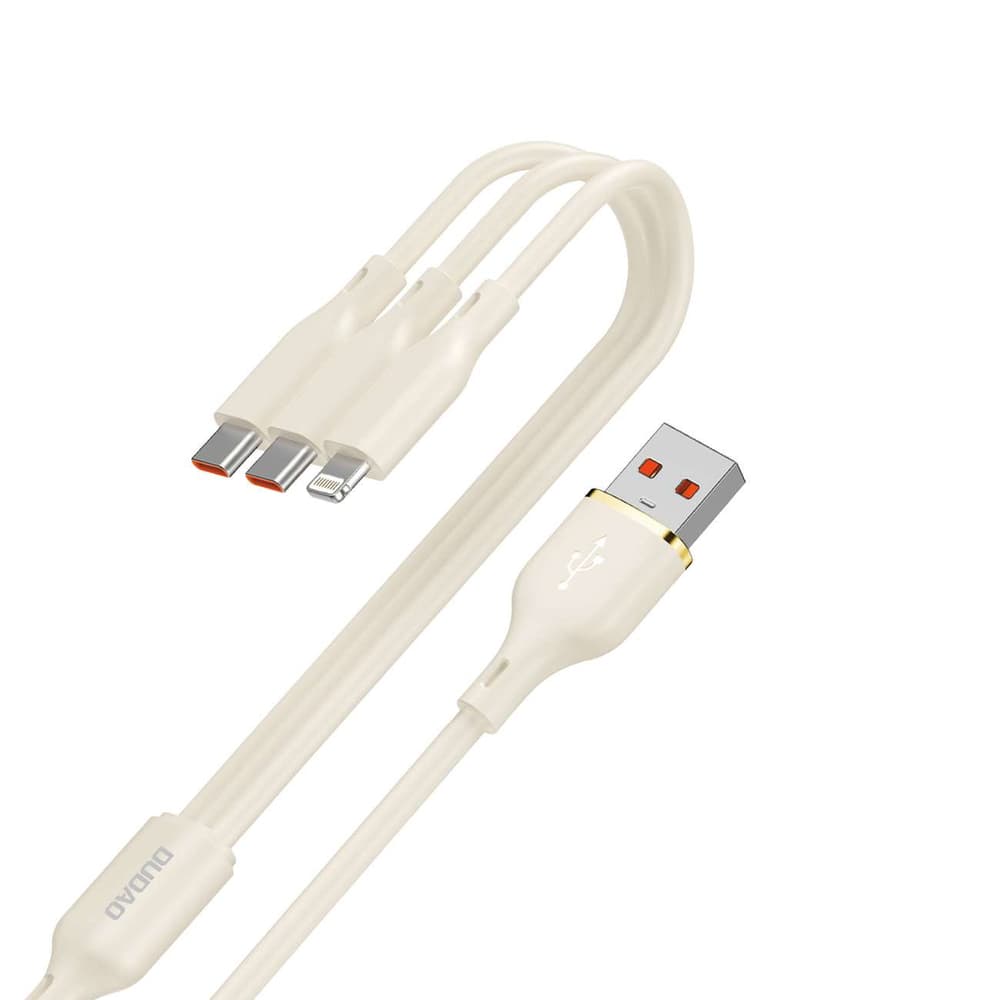 Dudao L7SE 3v1 kabel USB-A na 2x USB-C / Lightning, 66W, 1.2m, bež 2